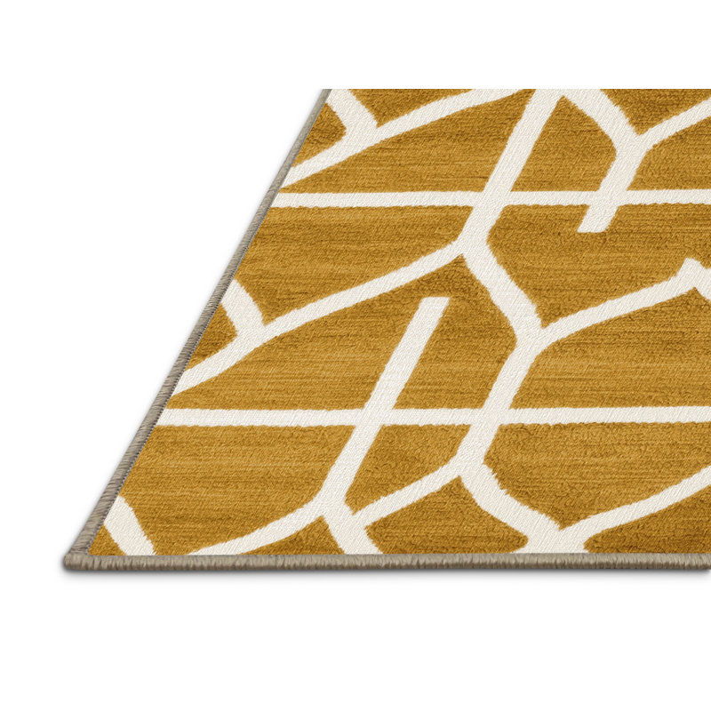 Machine Washable Trellis Brown Area Rug, Runner 2' x 4'