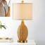 Ensemble de lampes de table en bambou 22,8 po Allice avec deux ports USB et prises intégrées