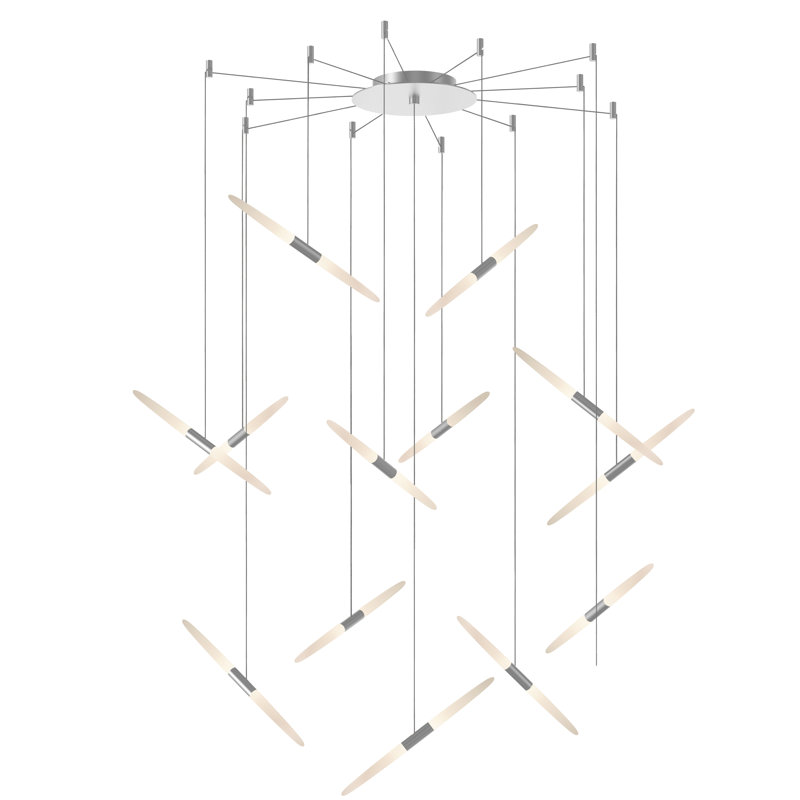 Ballet 13 - Light LED Chandelier, Bright Satin Aluminum