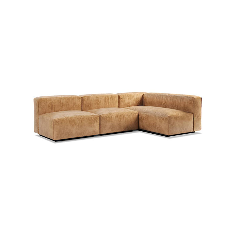 Cleon Modular Sectional, Camel Genuine Leather, Right Hand Facing