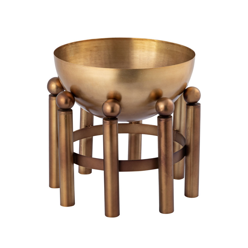Pot à pieds à piston - grand laiton vieilli, H 17 po x l 18 po x P 18 po