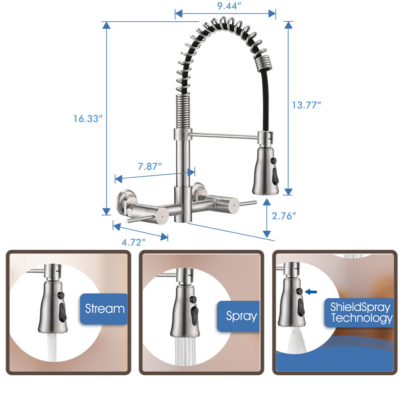 MONSFEST Pull Down Kitchen Faucet, Brushed Nickel