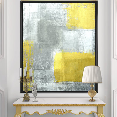 «Gray and Yellow Blue Abstract», reproduction d'art sur toile