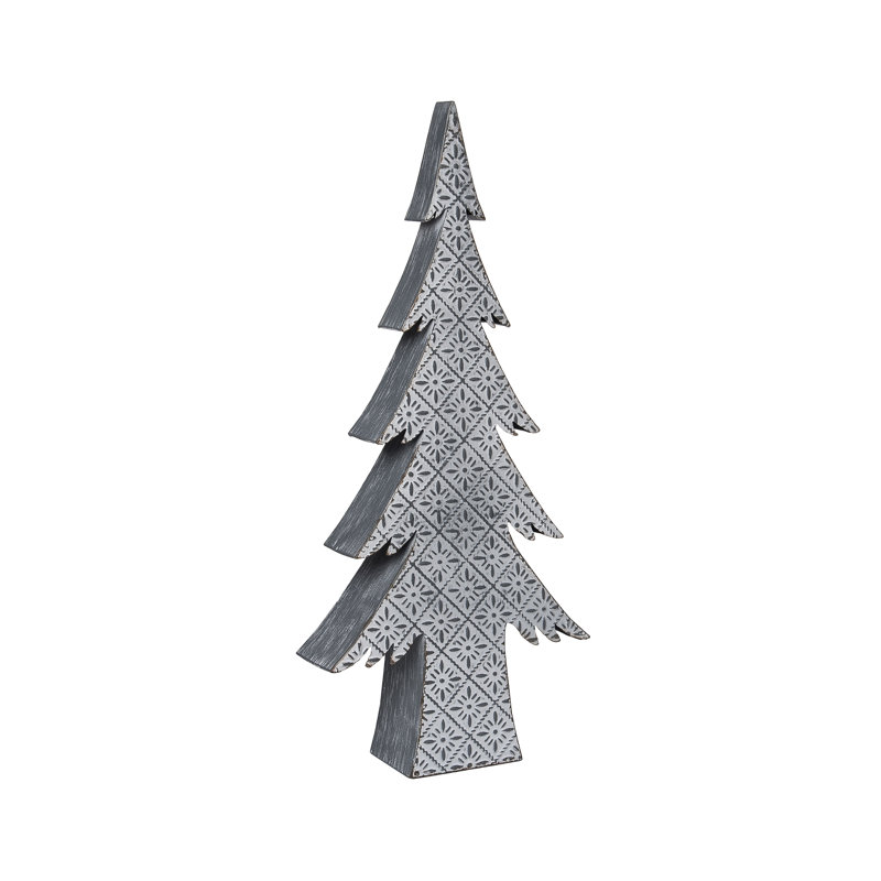 Arbre de Noël en métal, H 24 po x l 11 po x P 3,5 po, Blanc