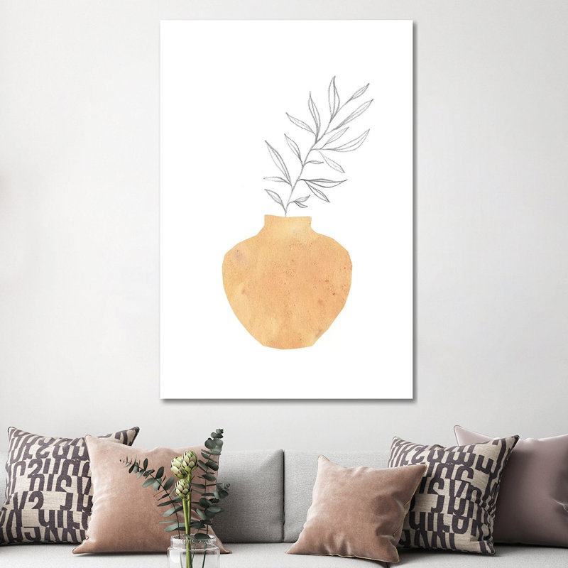 Abstract Vase And Plant by Whales Way - Painting on Canvas, 152.4cm H x 101.6cm W x 3.81cm D, Wrapped Canvas