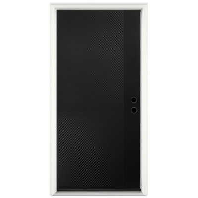 36" X 80" Contemporary Pure Black Fiberglass Front Door