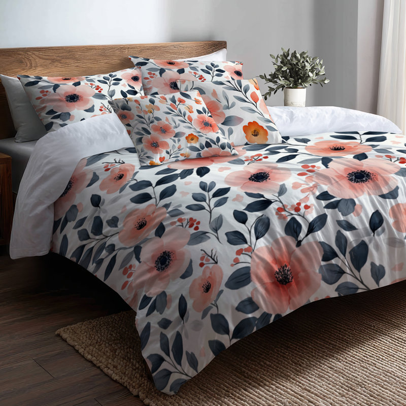 Ensemble de literie pour filles 3 pièces - Ensemble de housse de couette et coussin décoratif Nature
