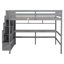 Lit mezzanine double avec bureau, tablettes de rangement et escalier, gris-435058401