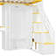 Lit mezzanine avec escalier de rangement, coiffeuse intégrée avec miroir et tiroir, garde-robe et armoires, ports et lumières de chargement USB-128509279