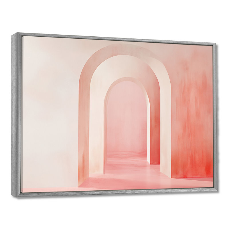 Décoration murale Blush Arch Glow I - rose, H 30 po x l 40 po, Encadrement argenté