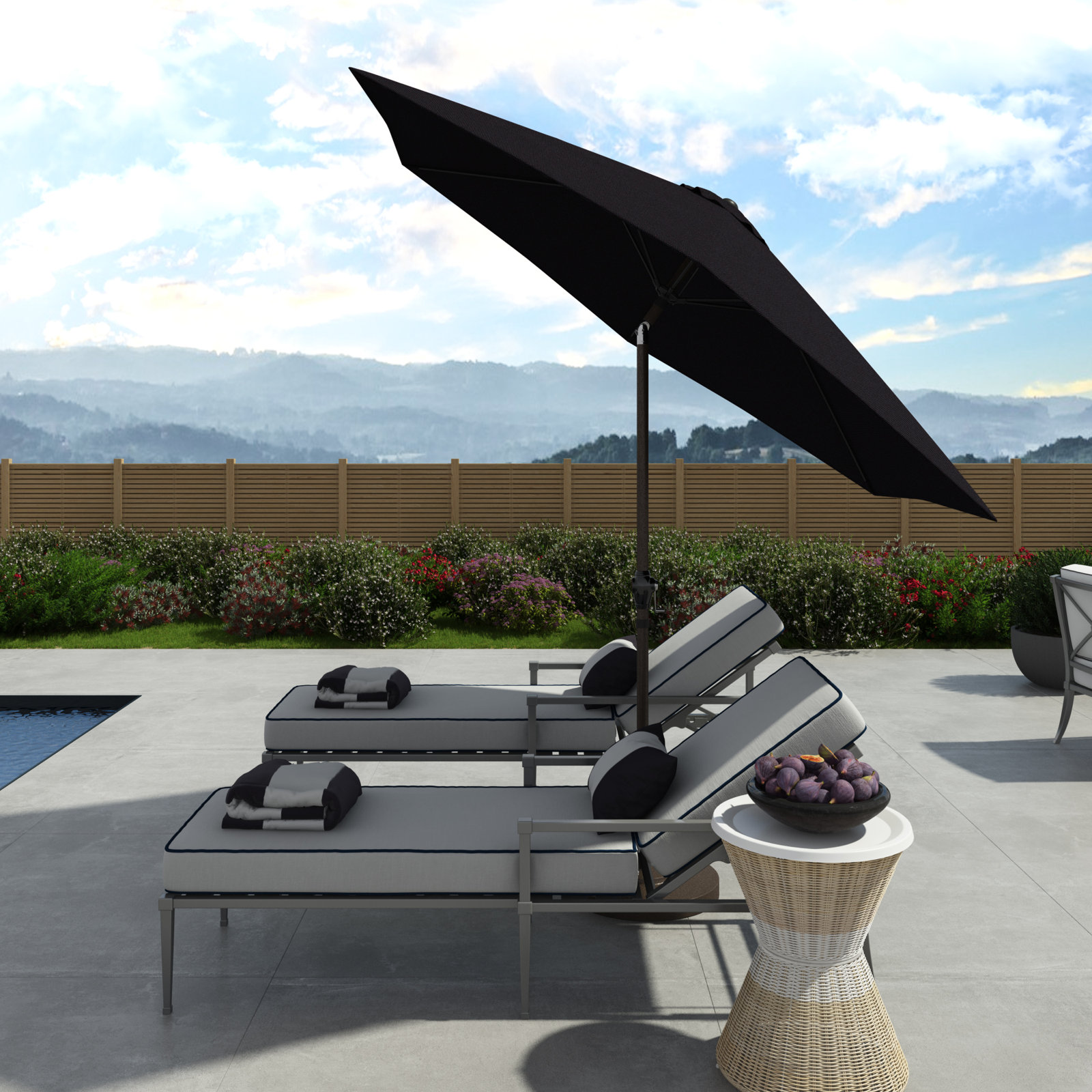 Astraea 108'' Outdoor Umbrella, Navy Blue - Polyester