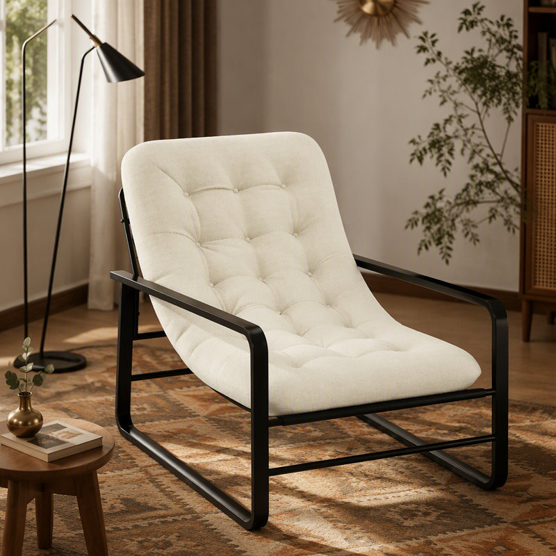 Chaise d'appoint, fauteuil en sherpa pour le salon, chaises d'appoint modernes Mid-Century, chaise de chambre Boucle Reading
