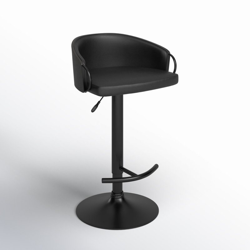 Burdett Swivel Upholstered Adjustable Height Counter Stool, Black