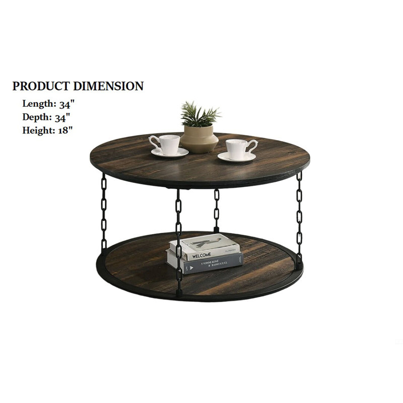 Ensemble de table 3 pièces 1 table basse 2 tables de bout, Marron foncé