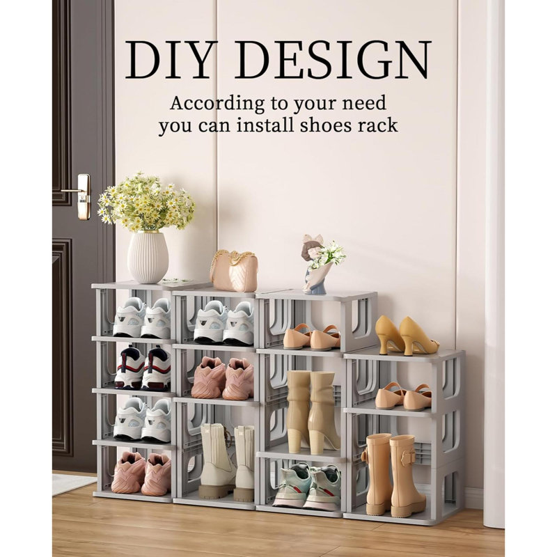 5-Tier Shoe Rack - Durable Space Saving Shoe Storage Stand For Closet, Entryway, Hallway, Dorm, Bathroom, Gray