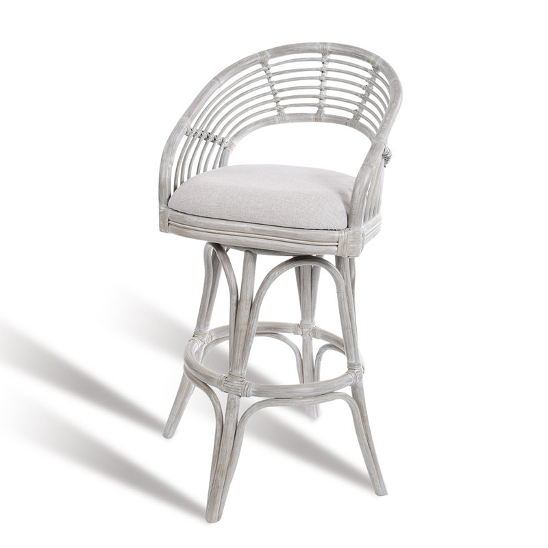 Danetra Swivel Stool, Beige/White Gray Frame, Counter Stool (27" Seat Height)