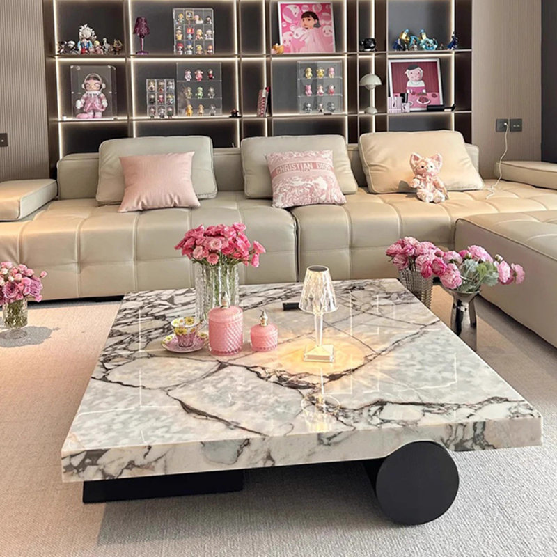 Luxury Marble Coffee Table, 11.8" H x 47.2" L x 47.2" W