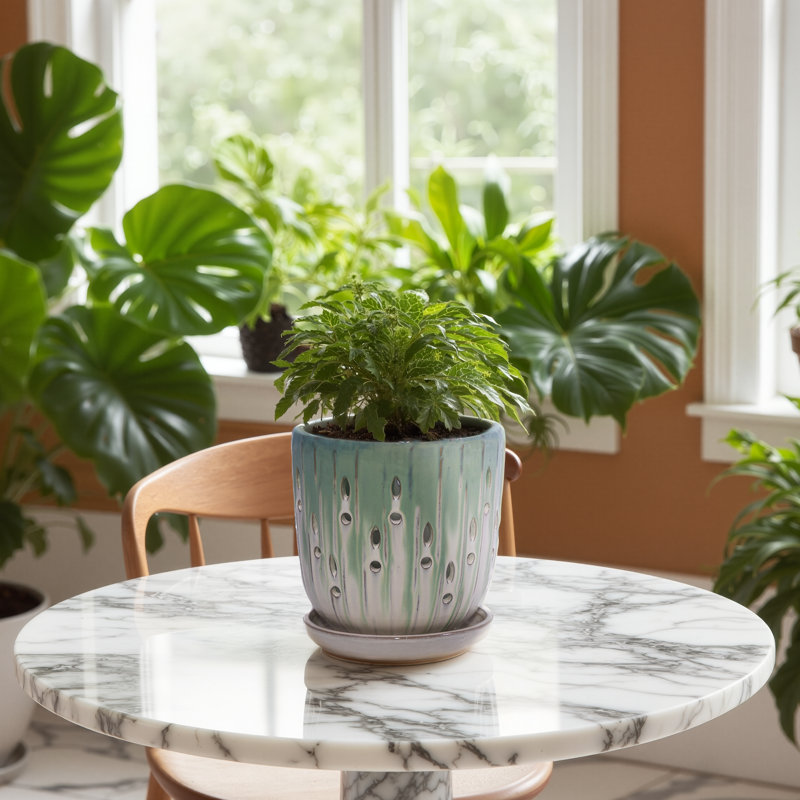 7" Outdoor Indoor Modern Ceramic Pot Planter Decorative Planter with Drainage Hole Patio Flower Pot for Garden Living Room Set of 2