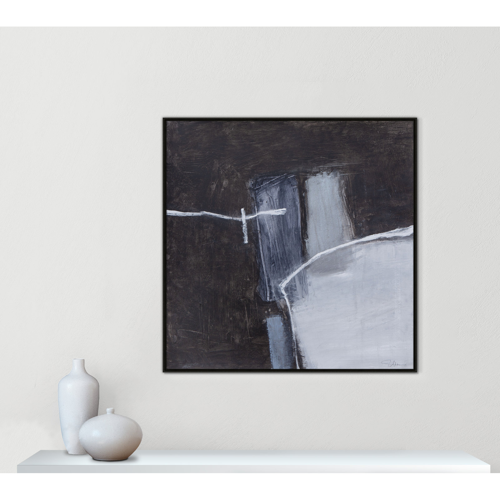 Casa Fine Arts "Graphite Gemstones I" Print, 46.5" H x 46.5" W, Espresso
