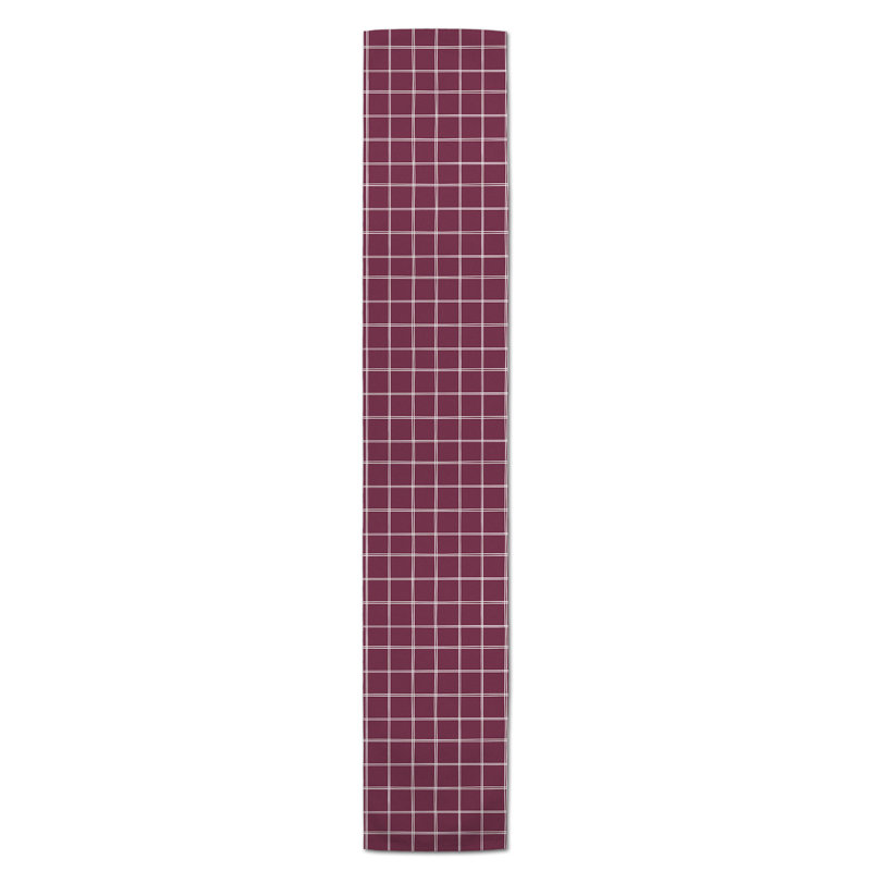 Minor Hand Drawn Plaid Table Runner, Burgundy, 72" x 16"