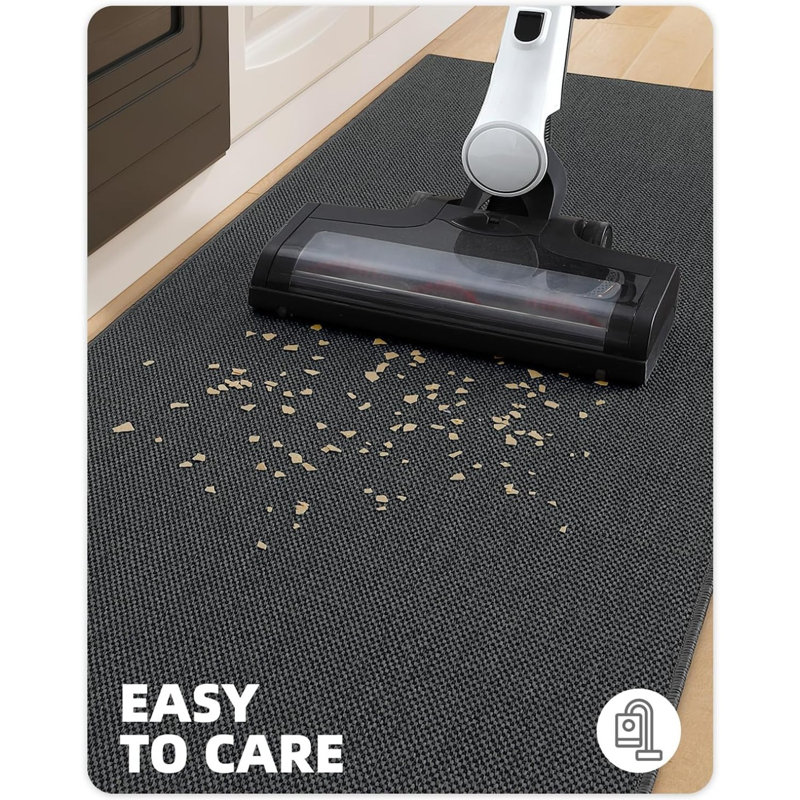 Kitchen Rugs Non Slip Washable, Dark Grey, Runner 43.5cm W x 120cm L