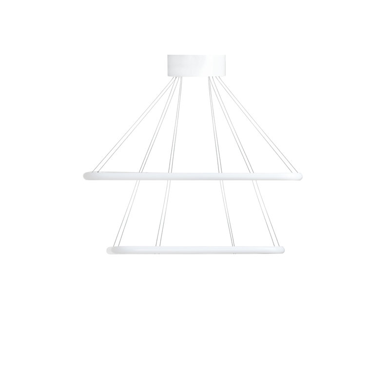 Adjustable LED Chandelier with Aluminium Body, White Finish | 16.5 x 11.8 inches (Medium) & 21 x 15.7 inches (Large) | 4000K Yellow Light, 40-60 Watts | Modern Lighting for Dining Room & Living Spaces, Elegant Design