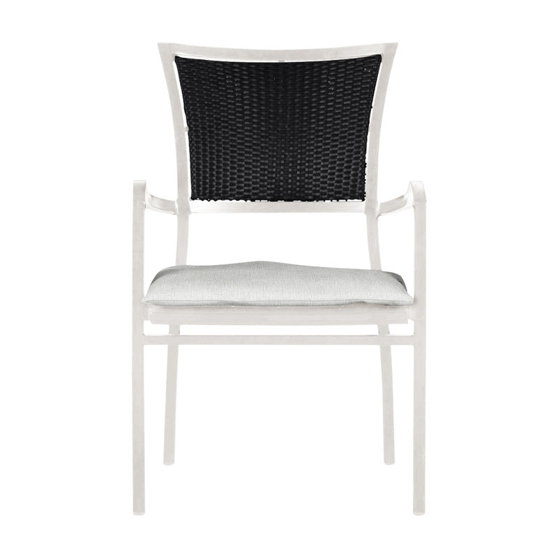 Chaise avec accoudoirs Aire - Craie / Noir, Pas de soudure, Bali perle, Craie / noir