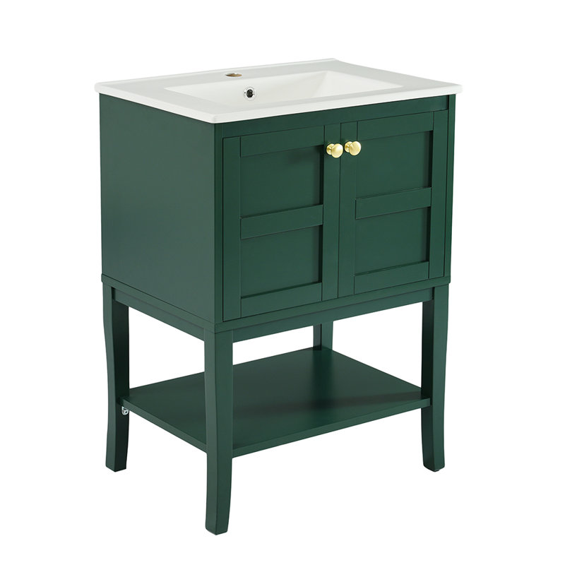 Meuble-lavabo de salle de bain moderne avec lavabo supérieur et 2 portes