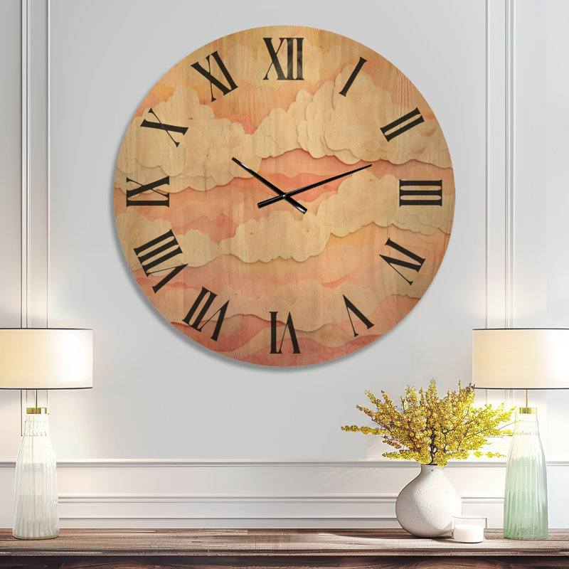 Horloge murale surdimensionnée en bois Sky, Surdimensionné