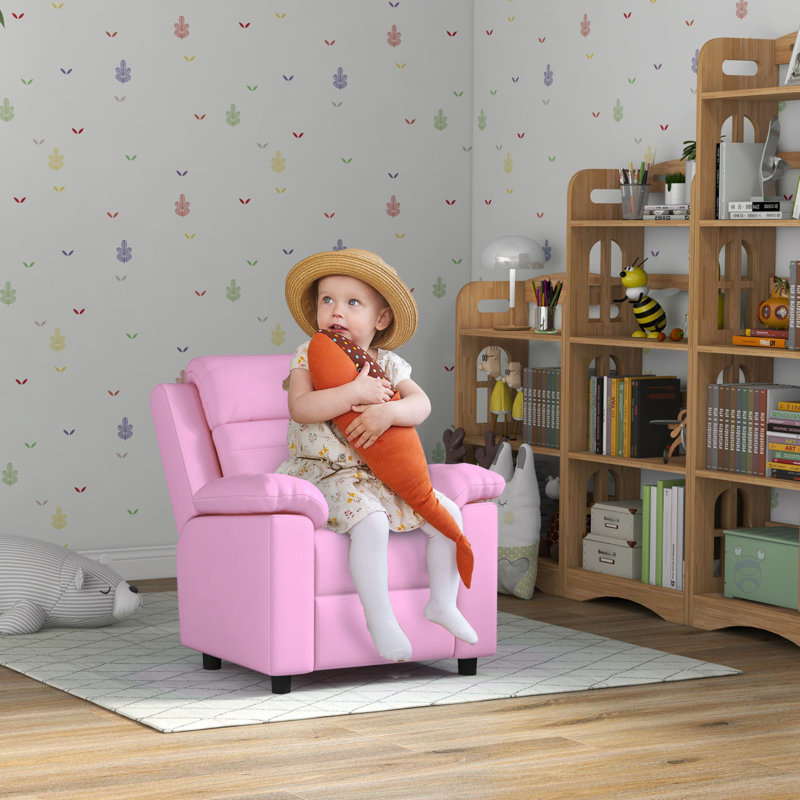 Fauteuil inclinable Boneless Kids avec repose-pieds pour salle de jeux, Rose