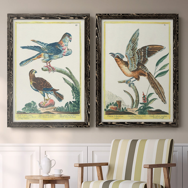 Toile encadrée Pastel Birds III-Premium - prête à être accrochée, H 27,5 po x l 75 po x P 1,5 po, Noir