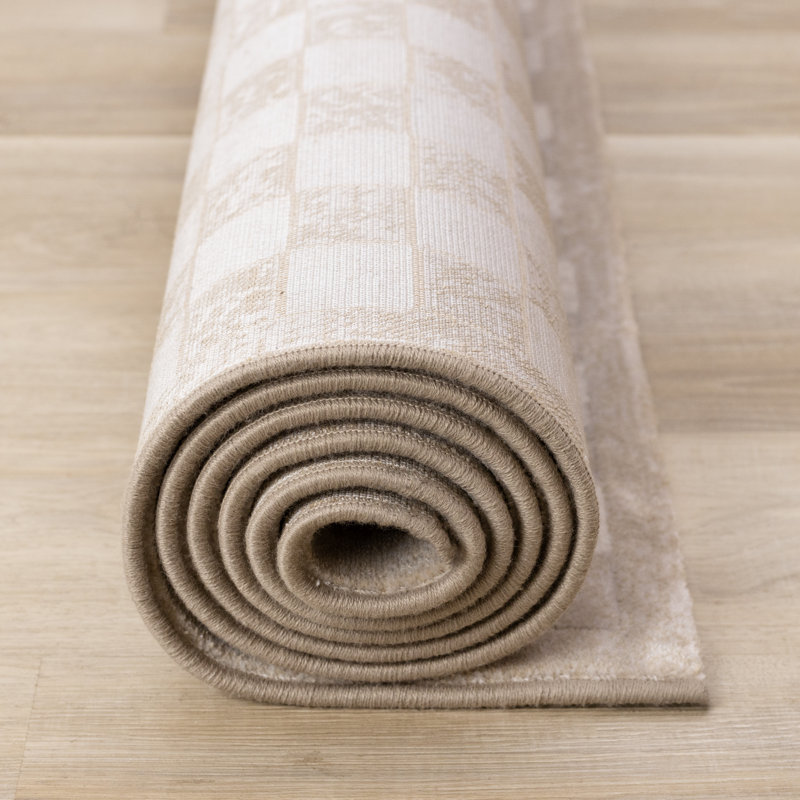 Tapis d'intérieur dense à carreaux Heng, Rectangle 5 pi 3 po x 7 pi 7 po