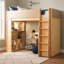 Lit mezzanine simple en bois massif avec barrières de sécurité entièrement recouvertes de cuir PU rembourré-1864470836