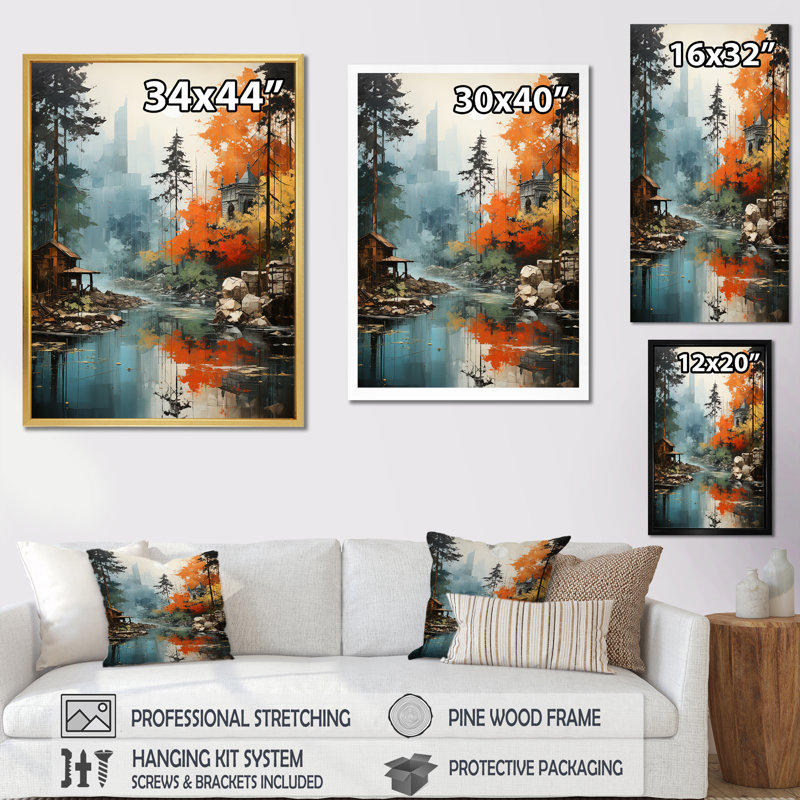 «Autumn Forest Collage I», reproduction sur toile, Toile tendue, H 44 po x l 34 po x P 1,5 po