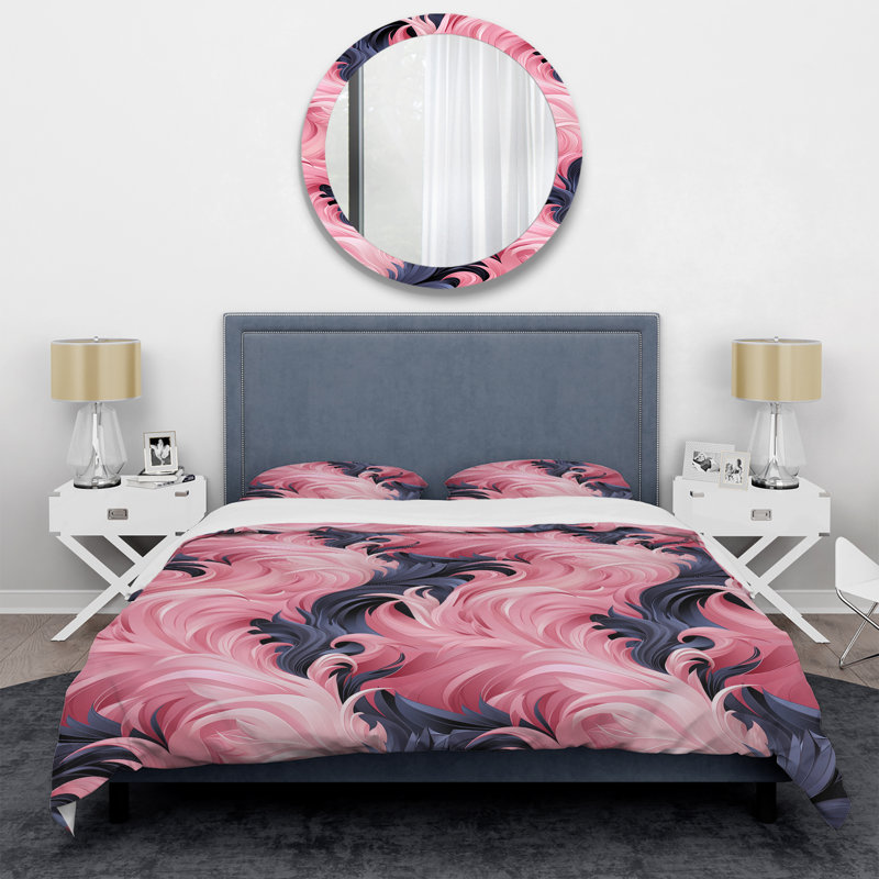 Ensemble de housse de couette spirale rose Sphynx, Housse de couette pour très grand lit et 2 très