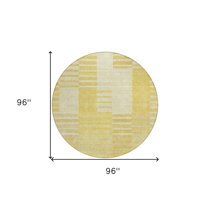 Tapis rond lavable à rayures 8 po