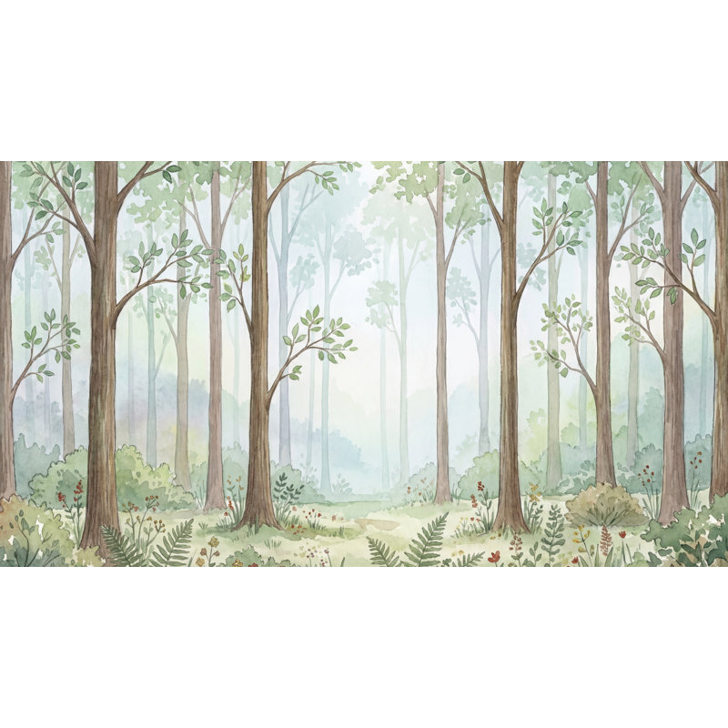 Papier peint forêt, décoration murale amovible de verdure, 100 po x 96 po, Non tissé non collé