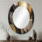 Gold And Black Captivating Marble IV - Abstract Oval Decorative Mirror On Metal-689660116