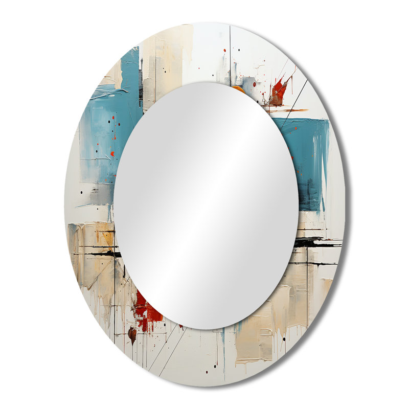 Miroir mural Teal Orange Bold Flow Collage, 43 po x 33 po