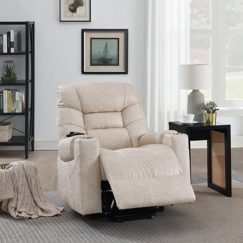 Nairi Ivory Leather Aire Power Motion Recliner With Lift