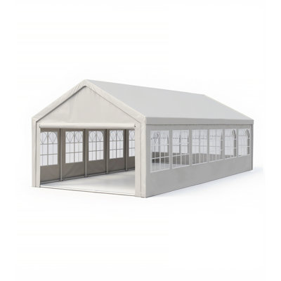 Tente de réception carport 20 'x 40' avec 4 sacs de rangement et parois latérales amovibles, pavillon de jardin extérieur avec 4 tubes de sol, tentes commerciales pour les fêtes, barbecue avec 4 sacs de transport