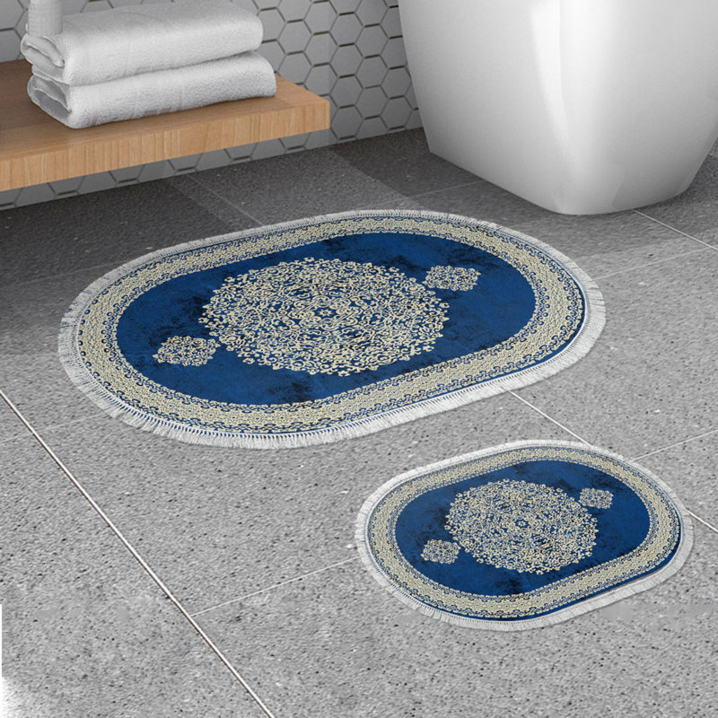 Ensemble de tapis de bain luxueux (2 pièces), bleu, 19,7 x 23,6 po et 23,6 x 39,4 po | 100% polyester, 25,0 oz / verge carrée | Dessous antidérapant, antibactérien, facile à nettoyer | Parfait pour le confort et le style de la salle de bain