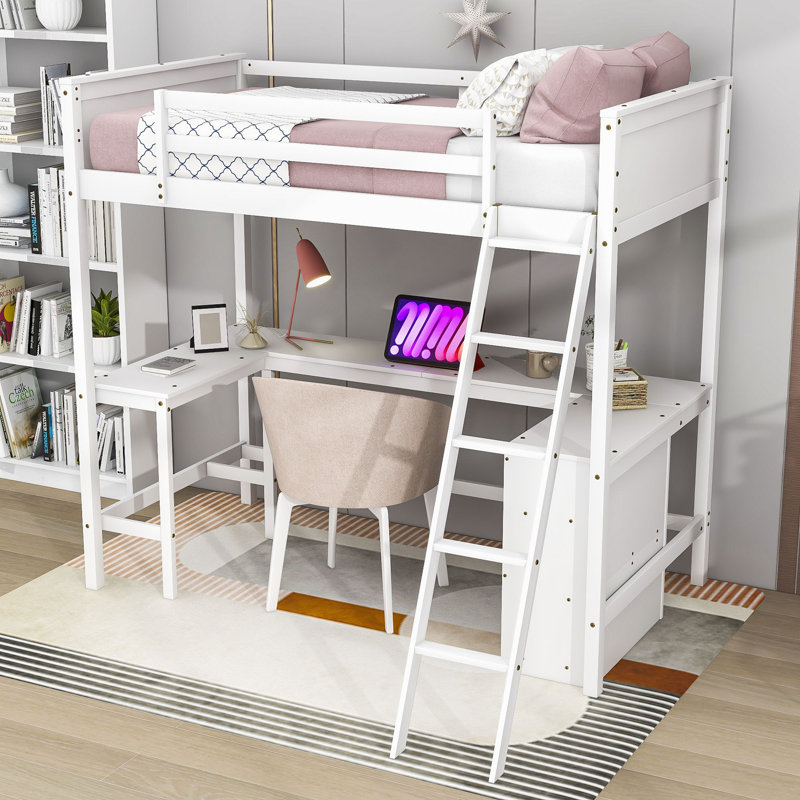 Elliah Kids Twin Loft Bed, White