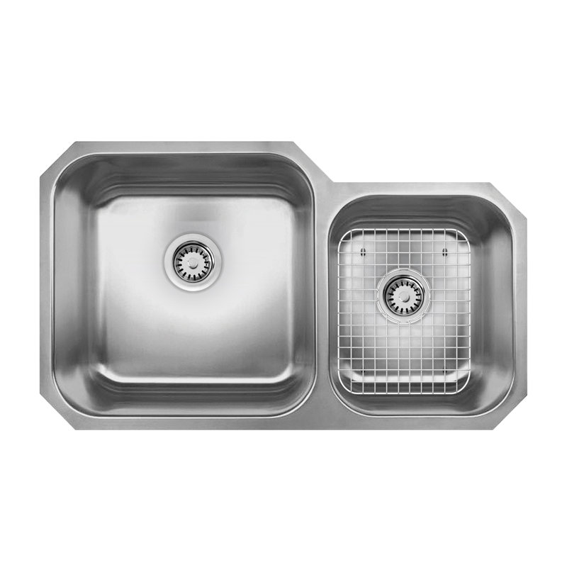  Whitehaus 33" brushed stainless steel double bowl undermount sink