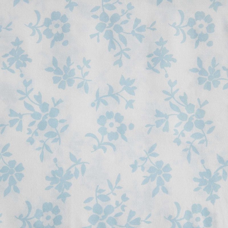 Martha Stewart Printed Cotton Percale Sheet Set, King Sheet Set with 2 Pillowcases, White Floral