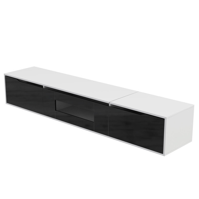 Wetherly Modern Floading TV Stand for TVs up to 85" with Changing LED Light,White, White/Black
