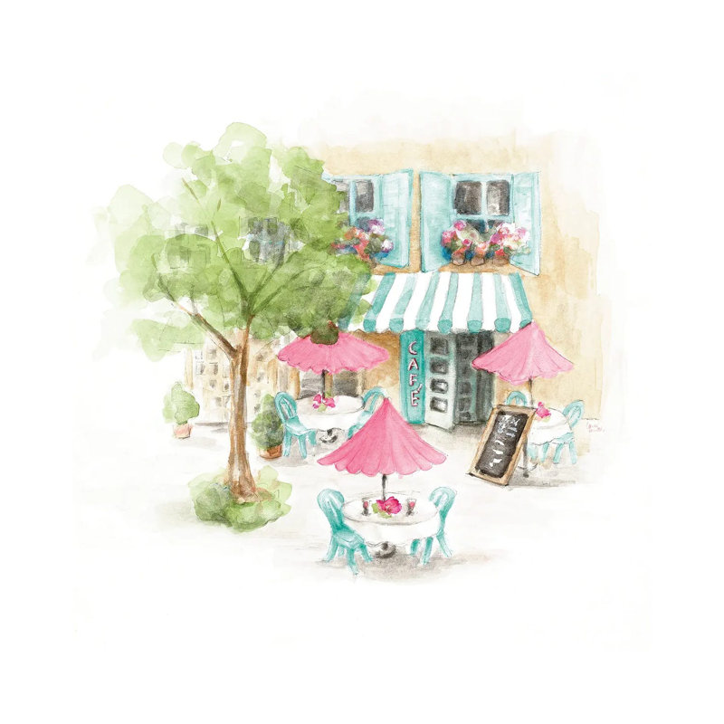 «Paris Cafe» par Lanie Loreth - Giclée sur toile tendue avec châssis, H 12 po x l 12 po x P 0,75 po