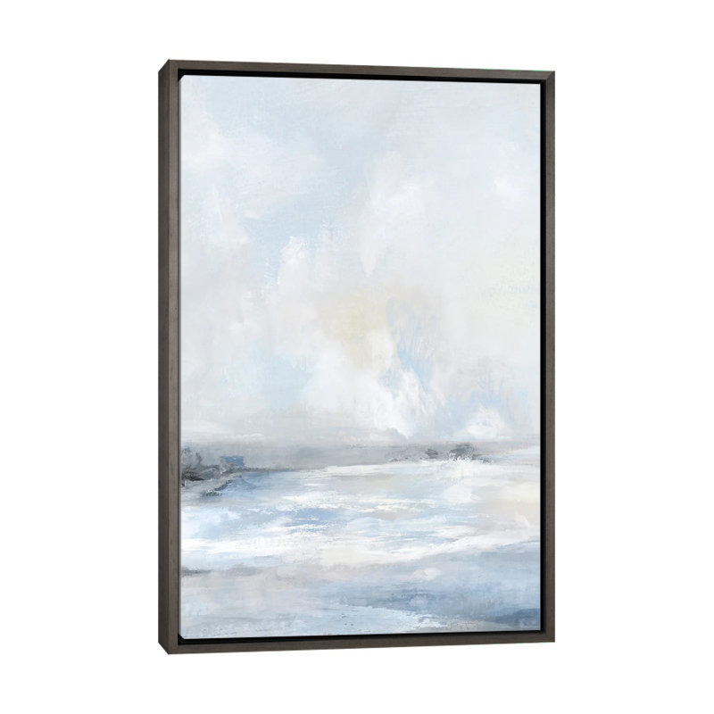 Soft Blue Sea - Wall Art Print - Framed Canvas, 26" H x 18" W, Framed Print without Mat, Gray