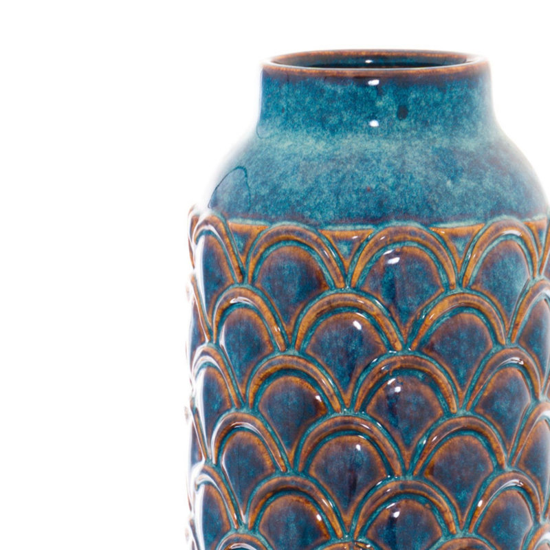 Albertson Handmade Ceramic / Porcelain Decorative Urns & Jars, 34cm H x 17cm W x 17cm D, Blue