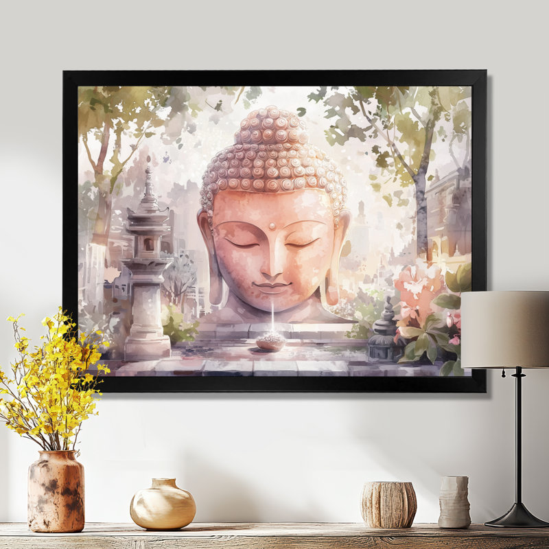 Divine Echoes Of Buddhism II - Bouddhisme, art mural salon, H 30 po x l 40 po, Reproduction encadrée, Noir